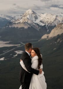 Banff Heli Elopement Couples Portrait