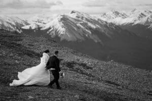 Banff Heli Elopement Couples Portrait
