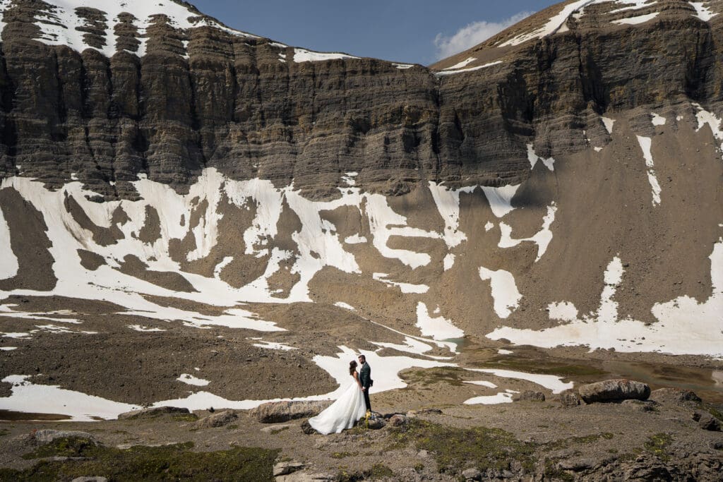 Helicopter elopement couple getting married